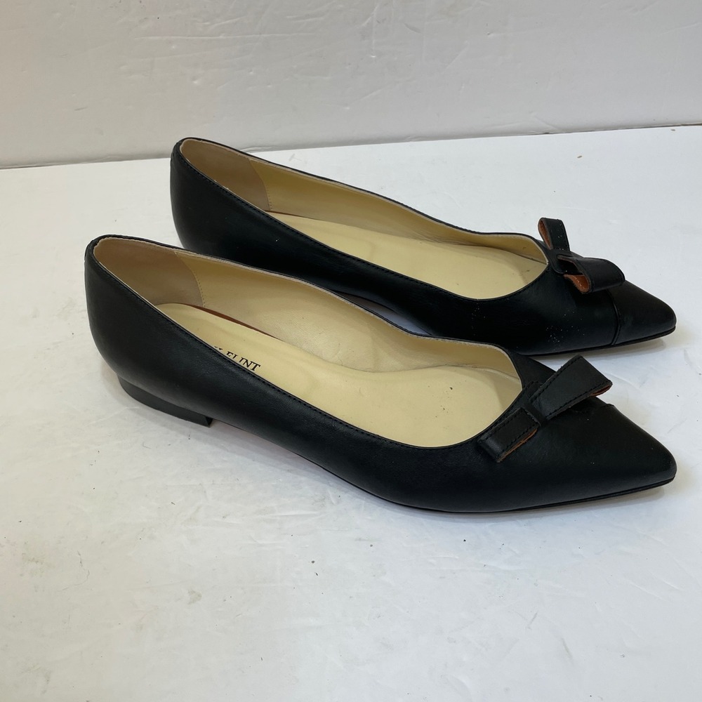 SARAH FLINT NATALIE FLATS IN BLACK LEATHER